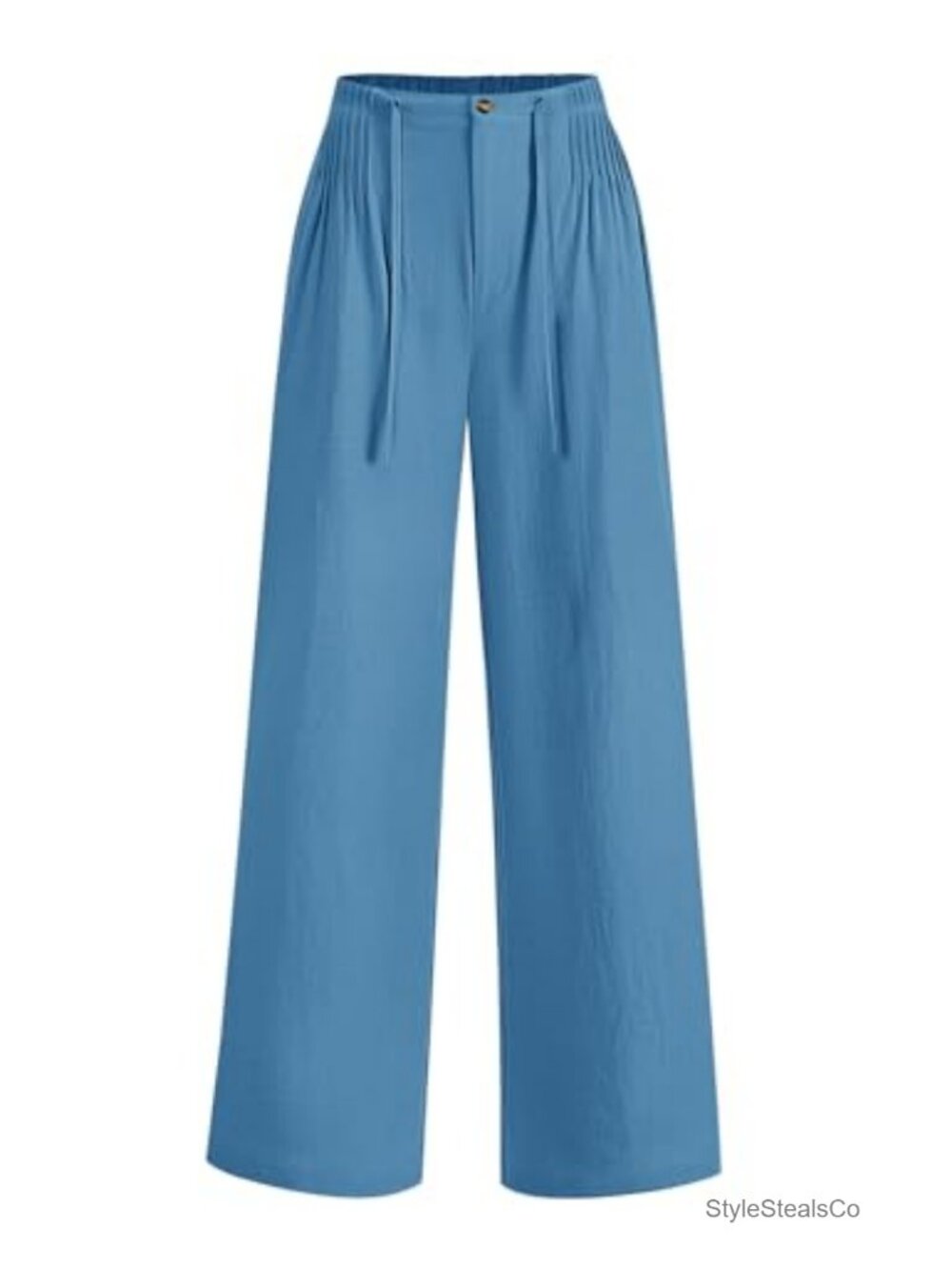 Wide Leg Palazzo Pants Women Linen Blend Elastic Waist Travel Trousers
